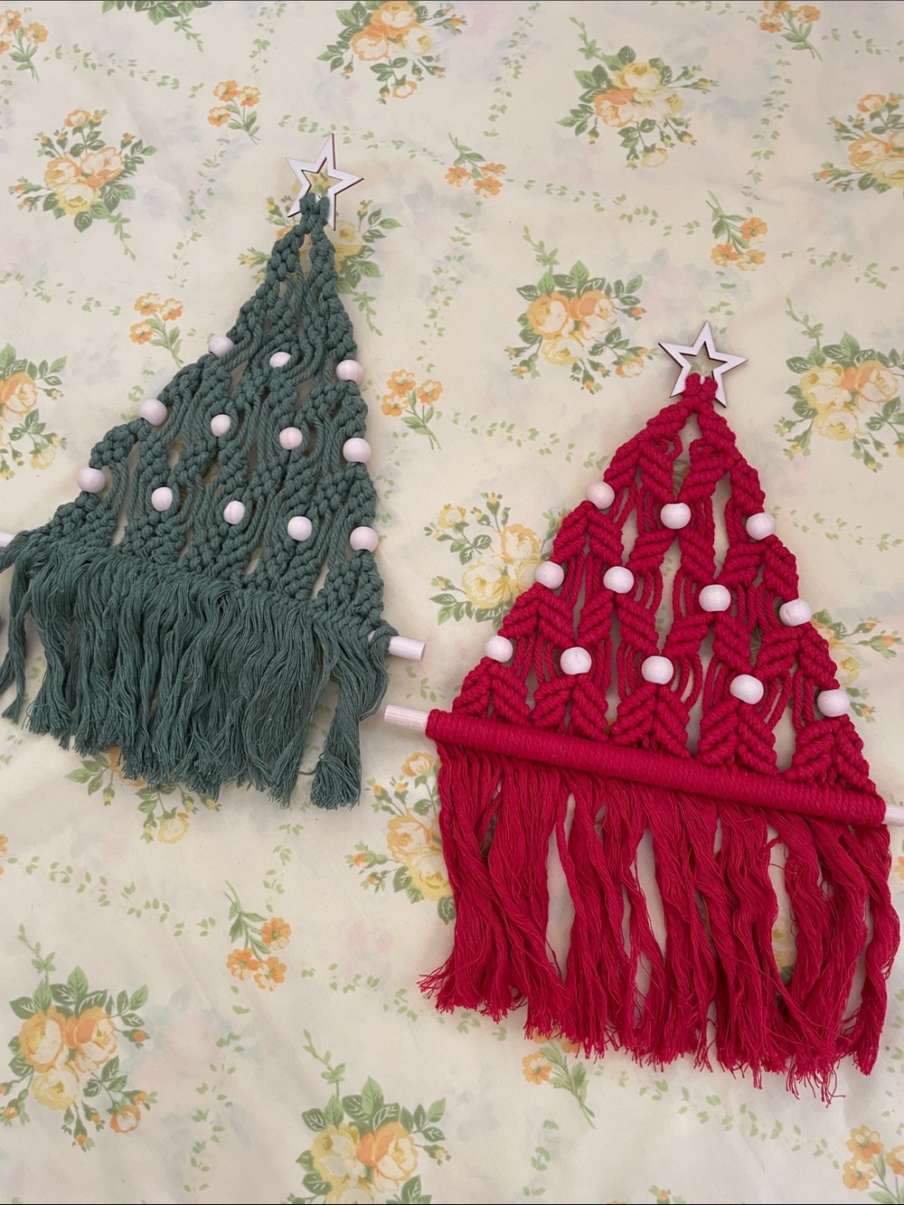 Macrame Style Christmas Tree Tapestries - Picture 1 of 3